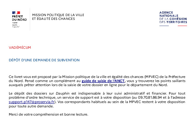 Vadémécum dépôt de subvention contrat de ville (pdf)