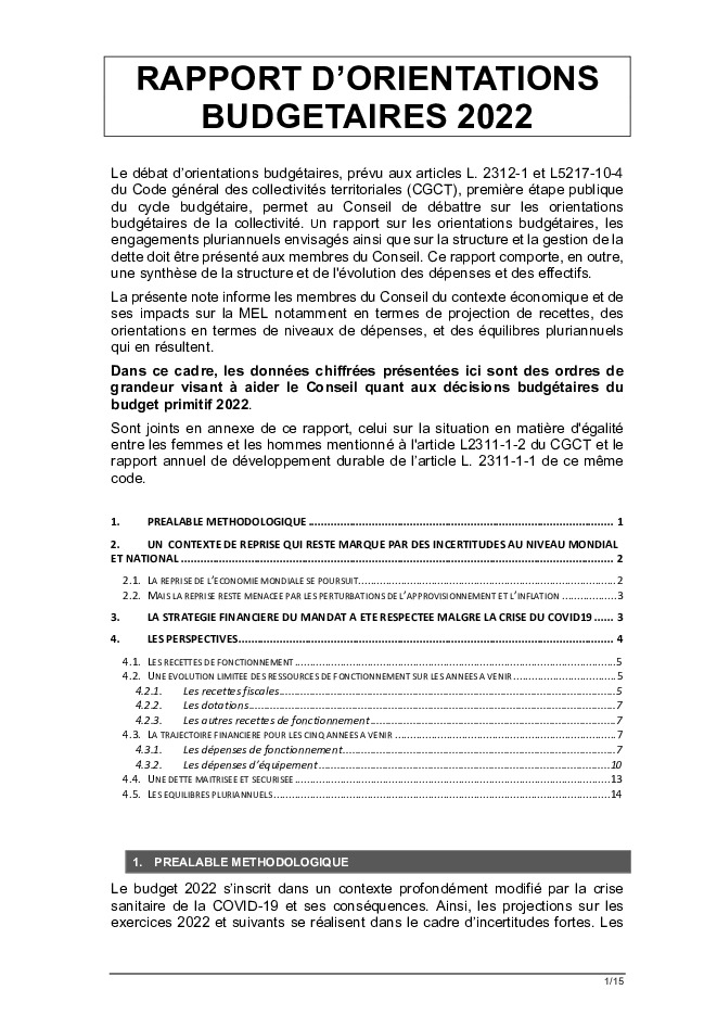 Rapport orientation budgétaire MEL 2022 (.pdf)