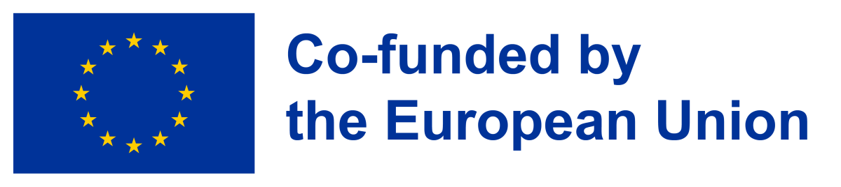 Logo "co-funded by the European Union" avec drapeau européen