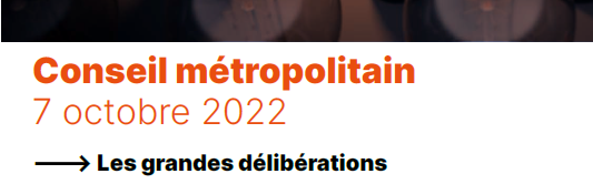 Conseil métropolitain du 07 octobre 2022