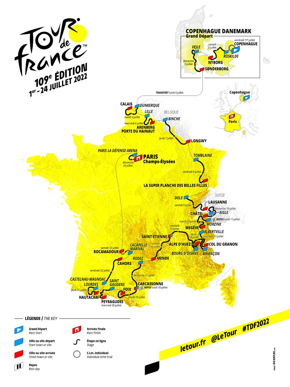 carte tour de France 2022