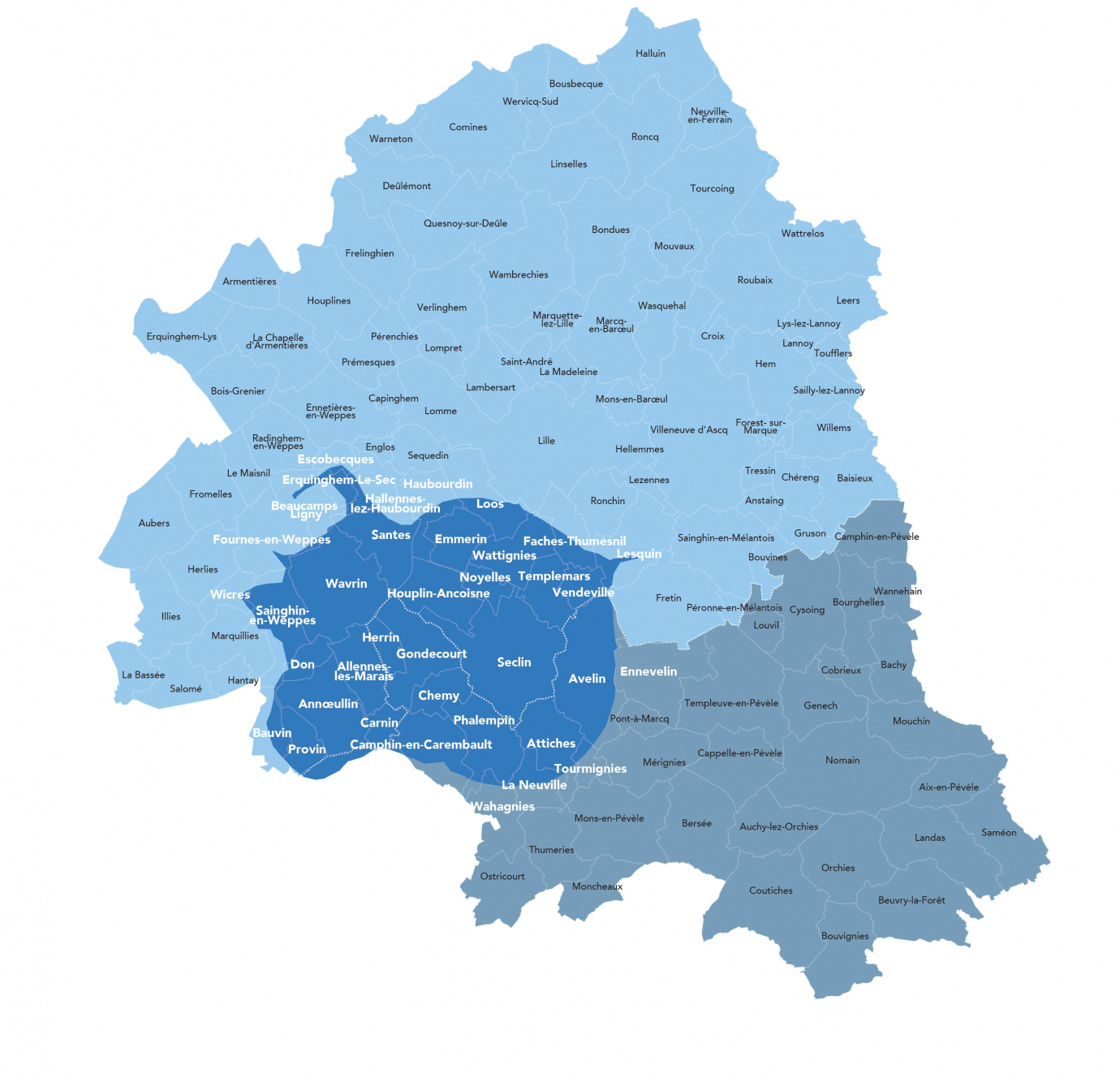 Le territoire des Gardiennes de l'eau sur la Métropole Européenne de Lille et la Communauté de communes Pévèle-Carembault