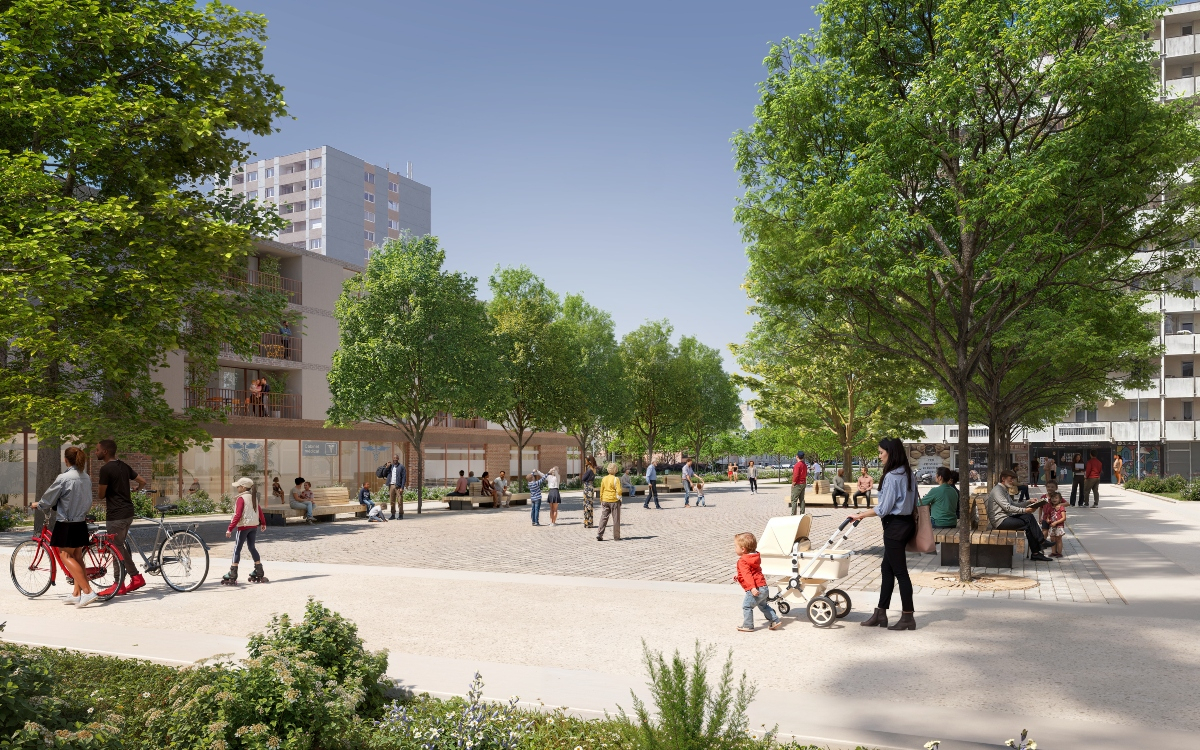 Perspective du quartier du Blanc-Riez à Wattignies